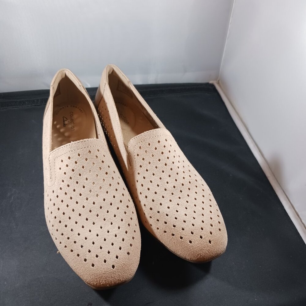 Clarks Juliet Hayes Suede Leather Perforated Loafers size 9N